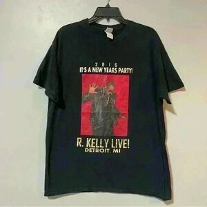 R. Kelly Shirt Mens L Black Concert 2016 New Year Party Detroit Graphics Gildan